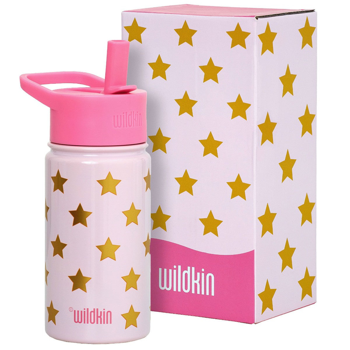 Botella térmica infantil Wildkin 14 oz diseño Pink and Gold Stars #color_WIK Pink and Gold Stars