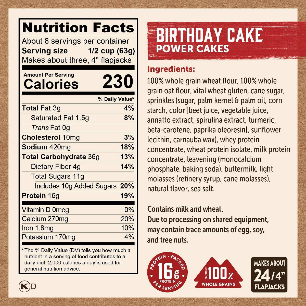 Kodiak Power Cakes Birthday Cake - 18 oz imagen 2 #sabor_Birthday Cake - 18 oz