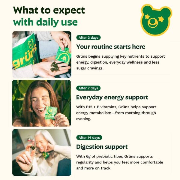 Grüns Adult Low Sugar Superfoods Greens Gummies