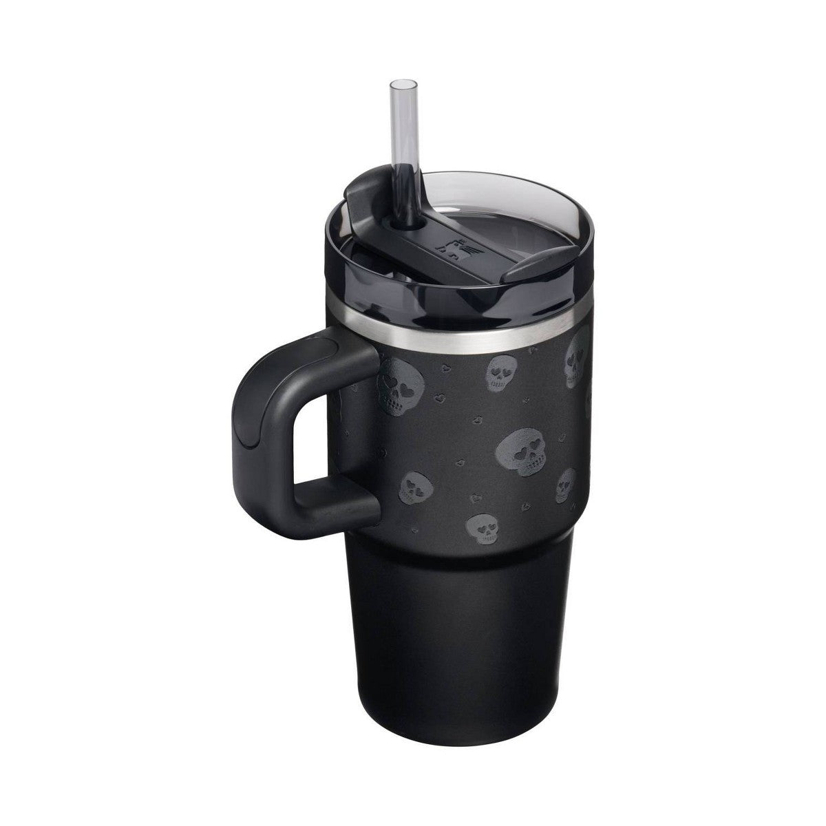 Vista posterior y superior del Stanley Quencher Sweetheart Skulls de 20 oz #tamaño_591 ml / 20 oz
