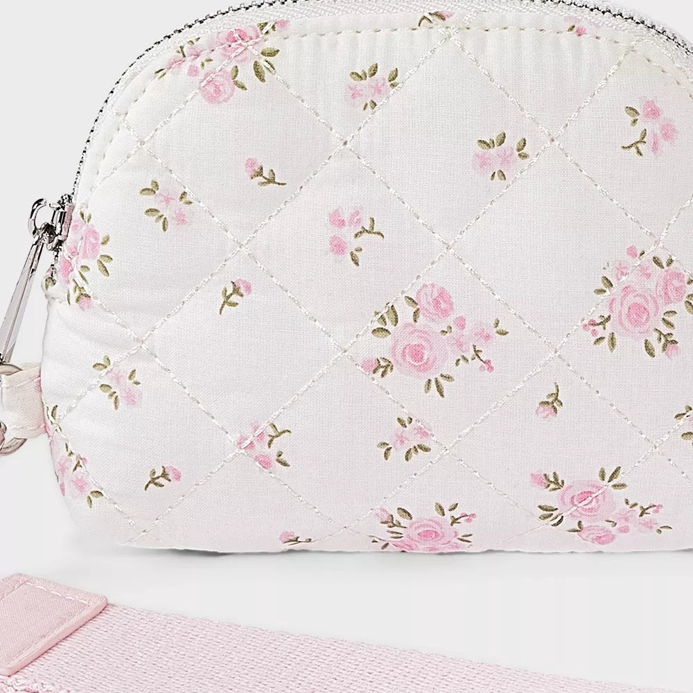 Girls' Floral Printed Quilted Wristlet Pouch