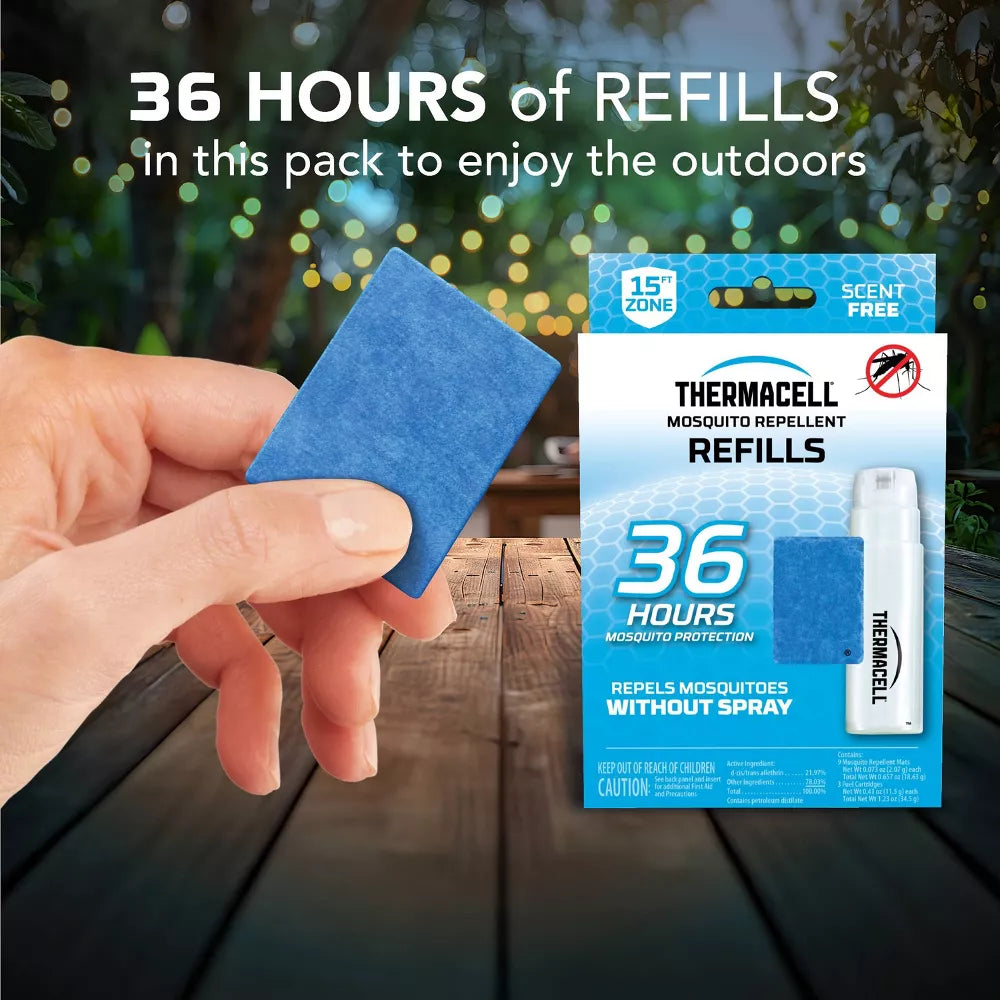 36hr Mosquito Repellent Refill - 3 Fuel Cartridges and 9 Repellent Mats