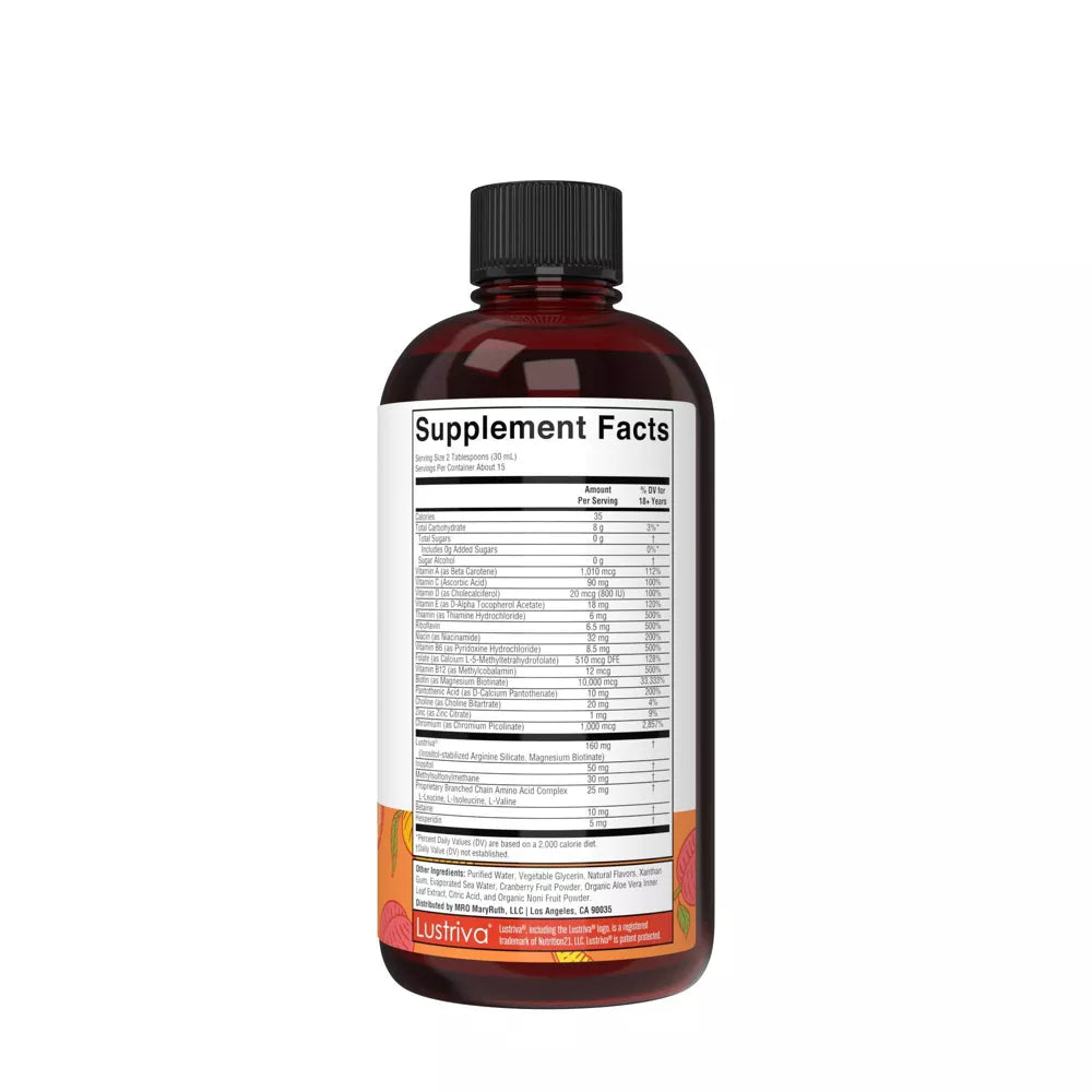 MaryRuth's Liquid Morning Vegan Multivitamin + Crecimiento del Cabello - Peach Mango
