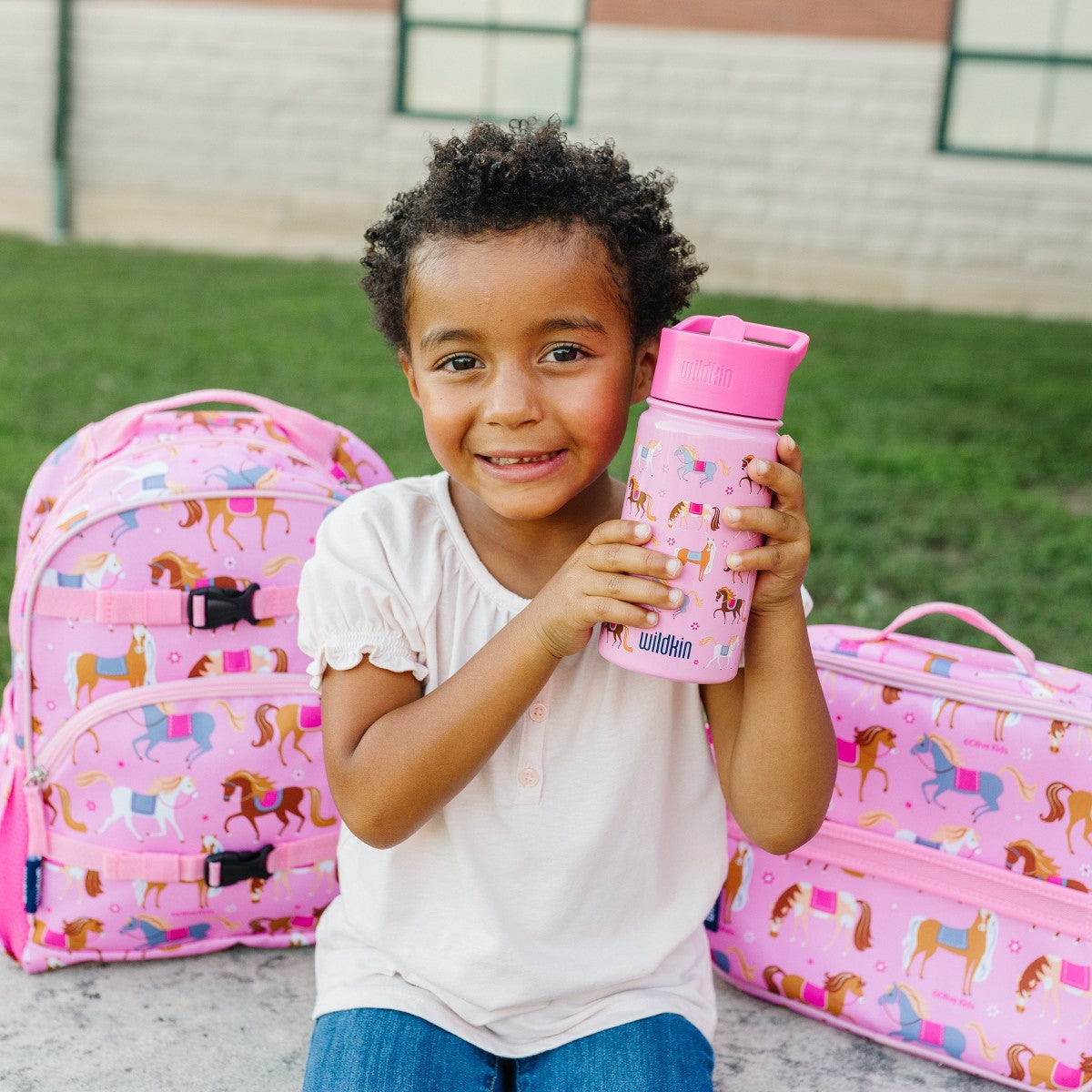 Termo infantil Wildkin de acero inoxidable Horses, vista del producto #color_WIK Horses