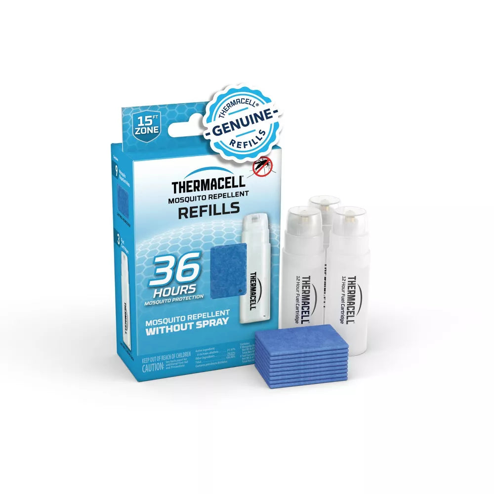 36hr Mosquito Repellent Refill - 3 Fuel Cartridges and 9 Repellent Mats
