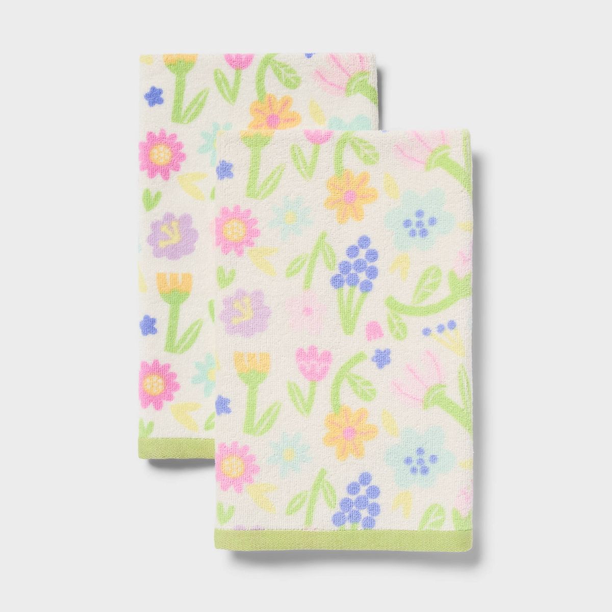 2pk Easter Floral Hand Towel Set
