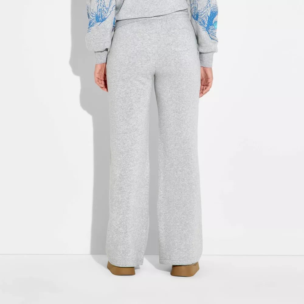 Women's Grinch Wide Leg Graphic Pants - Heather Gray