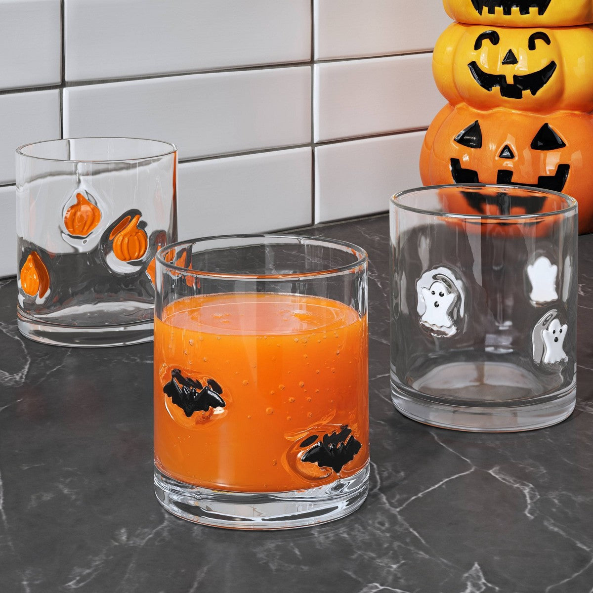 Vasos de vidrio Halloween Hyde and EEK colección Icon Glass