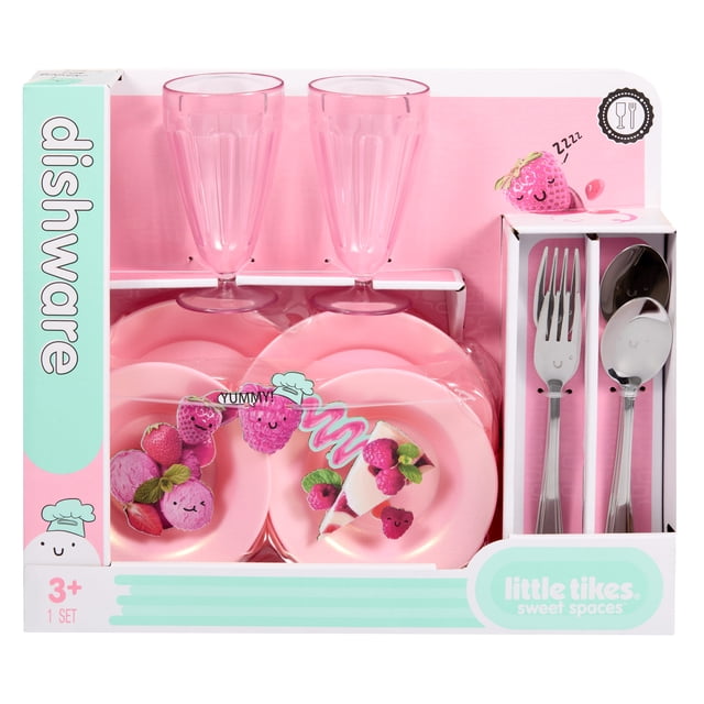 Little Tikes Sweet Spaces Dishware Set Pink vajilla de juguete 6 piezas #color_LITTLE TIKES Pink