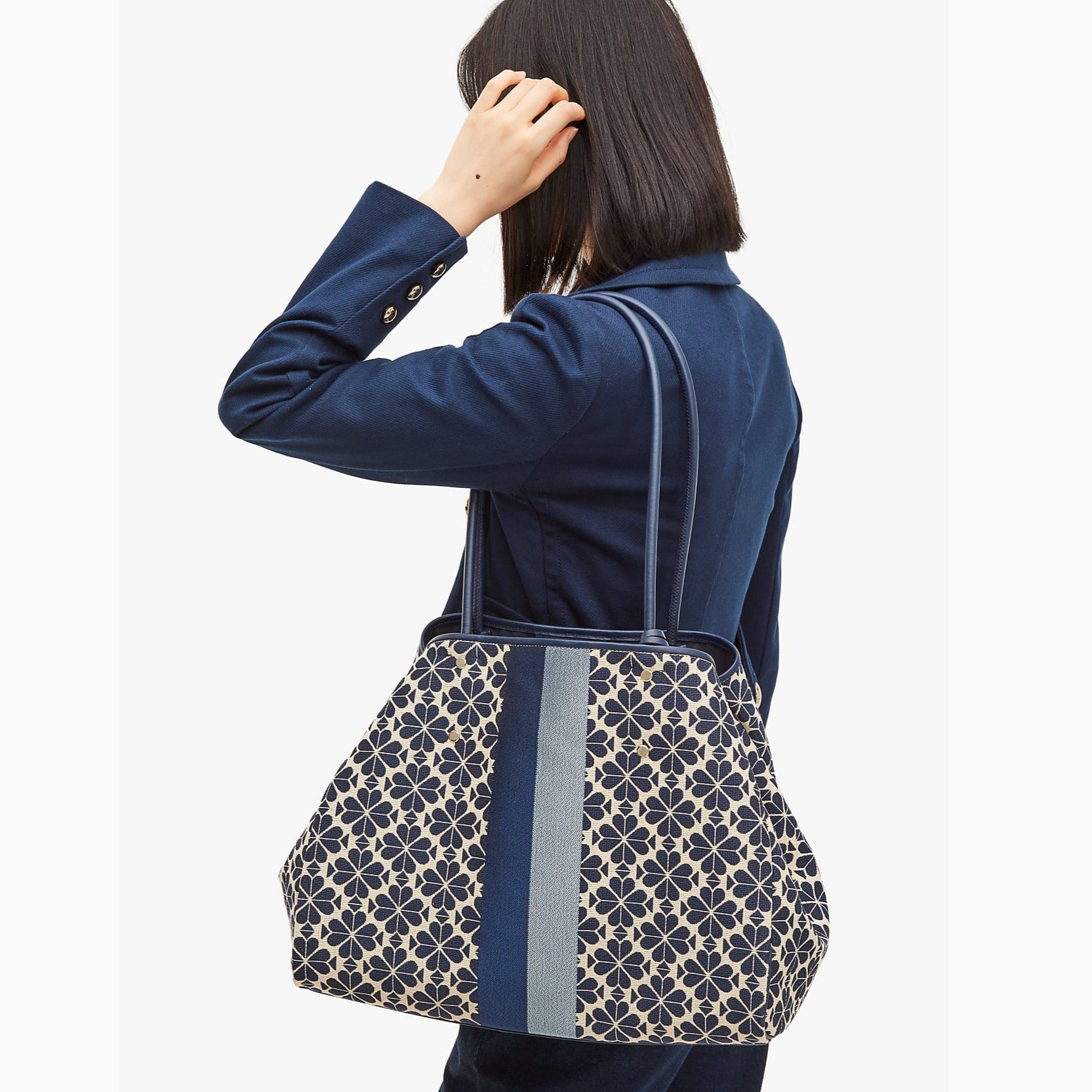 Spade Flower Jacquard Stripe Everything Large Tote