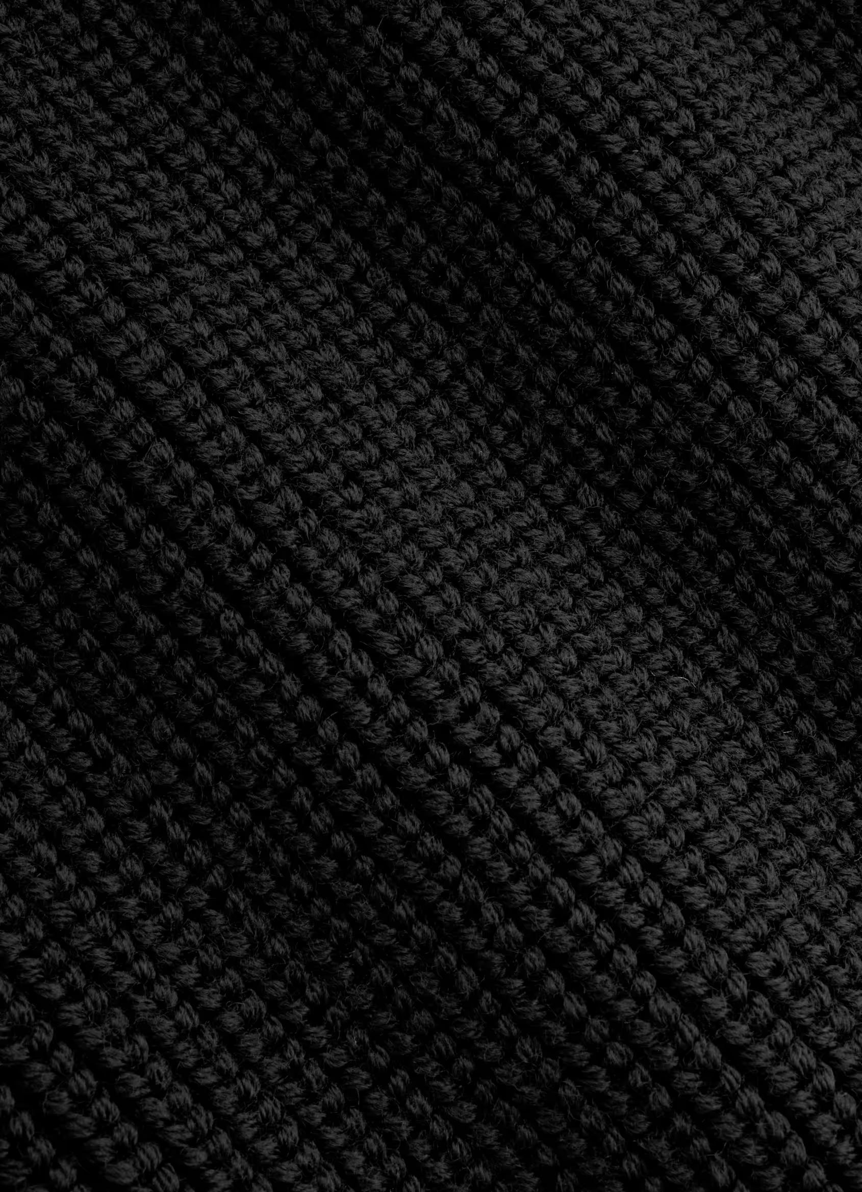 Black Ribbed Merino Crewneck