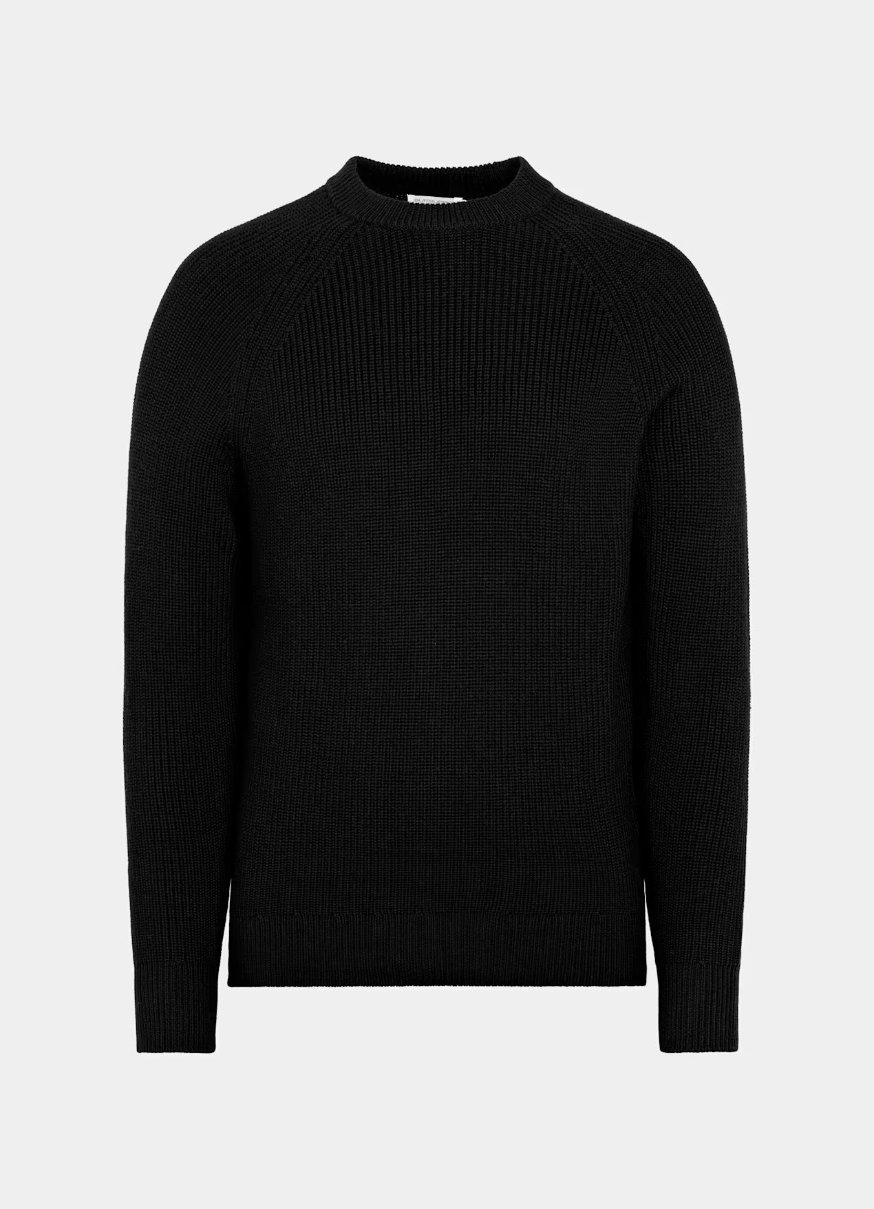 Black Ribbed Merino Crewneck