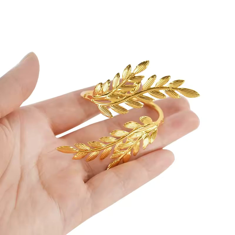 Hebillas de Anillo para Servilleta de Hoja Dorada 6 pz