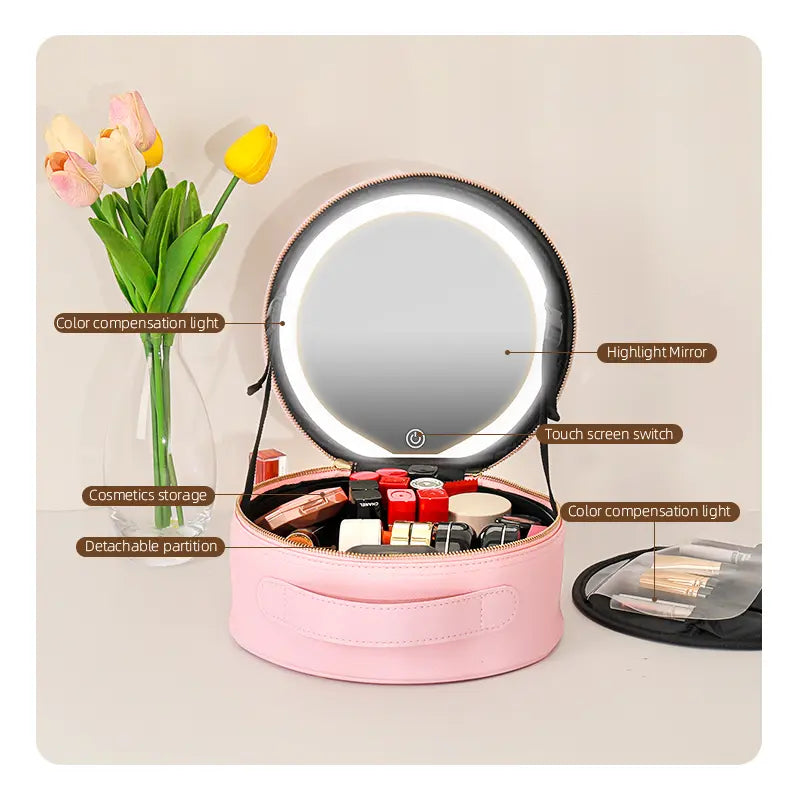 Bolsa de Maquillaje con Espejo Led
