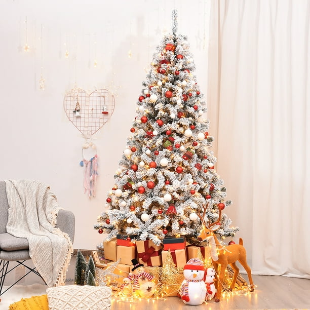 Árbol de Navidad Premium Snow 9" ft pies (2.74 metros) Preiluminado