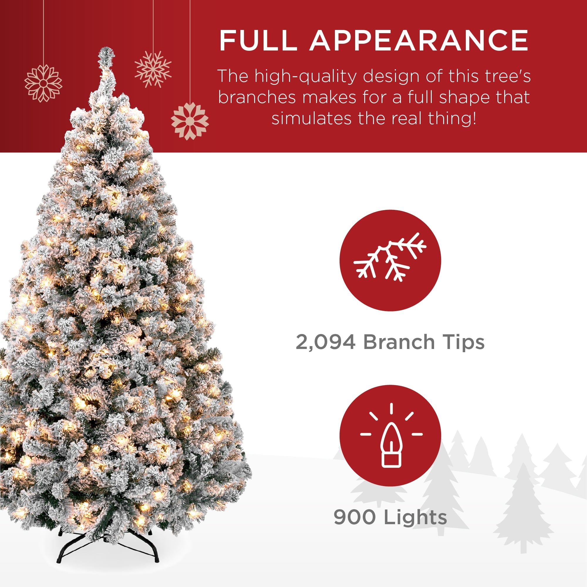 Árbol de Pino Navideño Preiluminado con Luces y Ramas de Nieve