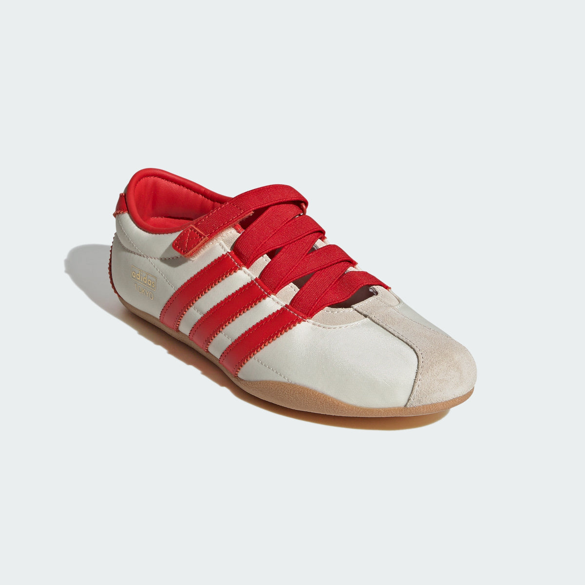 adidas Tokyo Mary Jane Shoes para mujer, vista frontal #color_ADI Cream White / Red / Gold Metallic