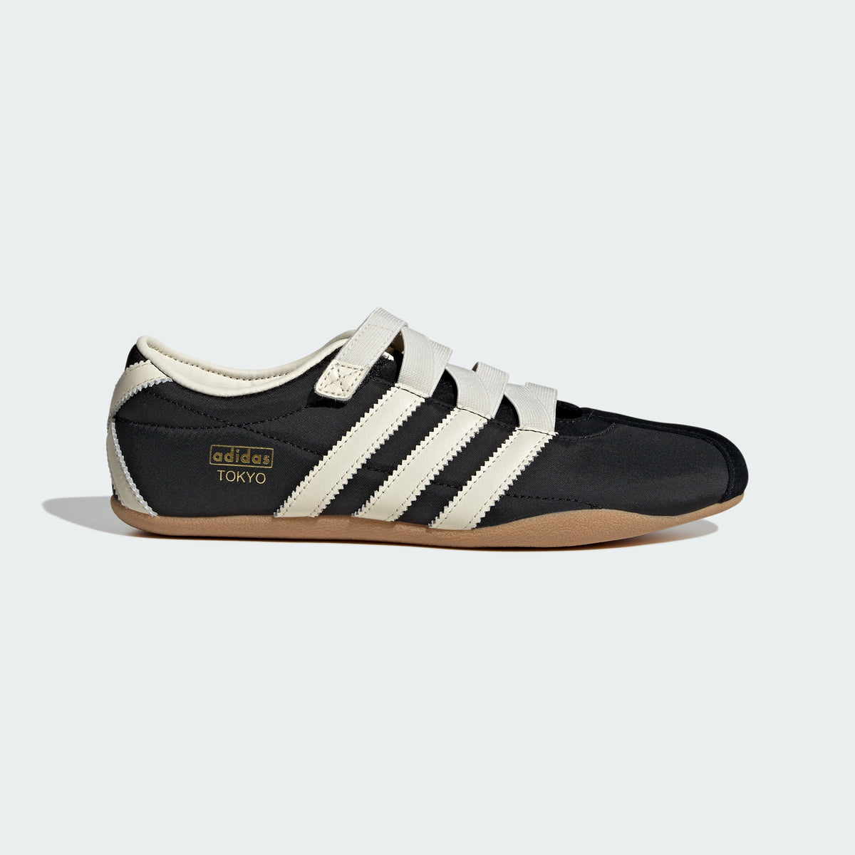 adidas Tokyo Mary Jane Shoes para mujer, vista lateral #color_ADI Core Black / Cream White / Gold Metallic