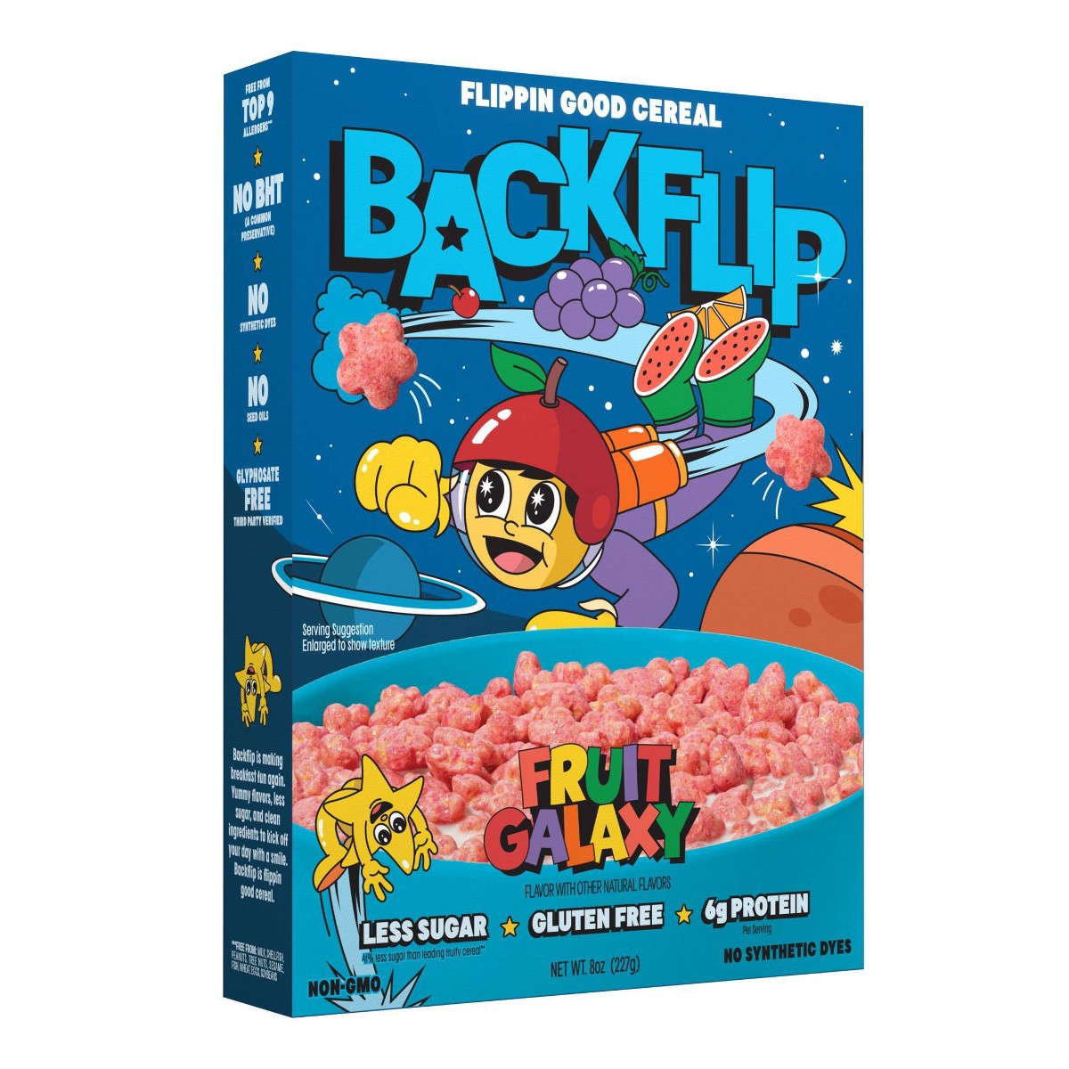 Backflip Fruit Galaxy Breakfast Cereal 8 oz vista frontal