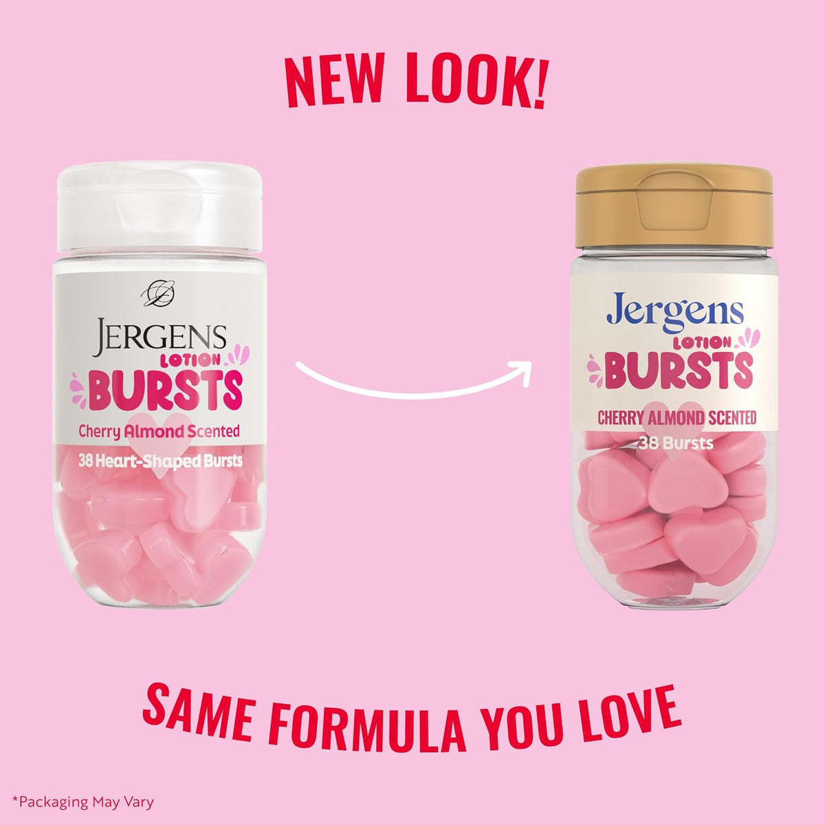 Jergens Cherry Almond Lotion Bursts hidratante corporal en cápsulas individuales con aroma cereza y almendra