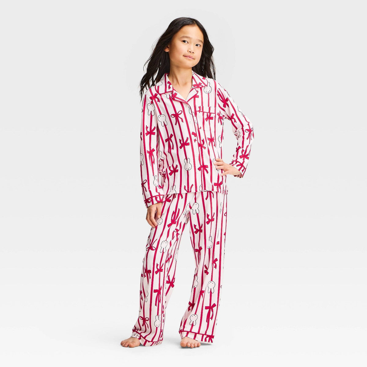 Pijama navideña Miffy para niña, conjunto de dos piezas blanco y rojo, fotografía 1 #color_White Red