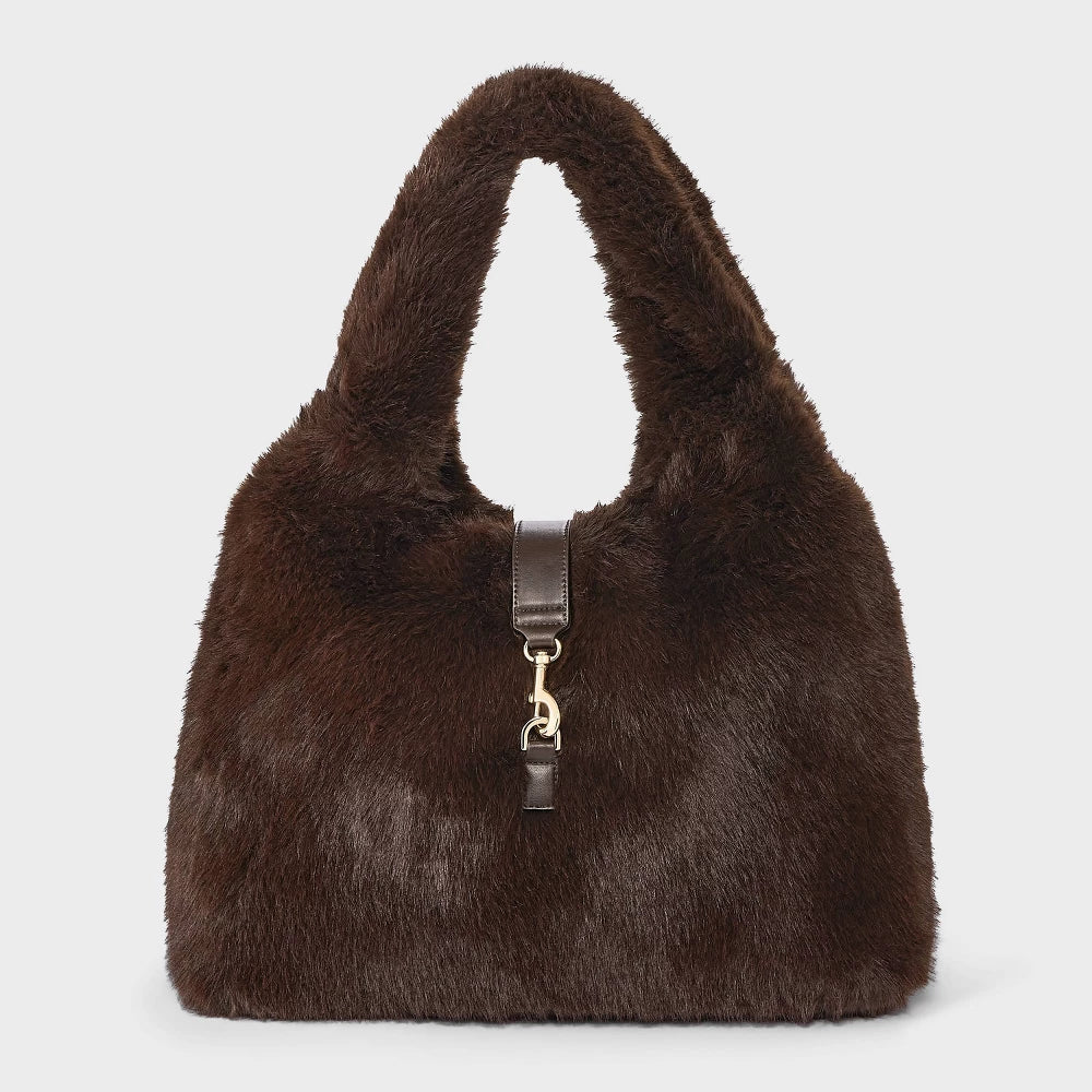 A New Day bolso tote de hombro de pelo sintético en color Brown, vista general del producto #color_ND Brown