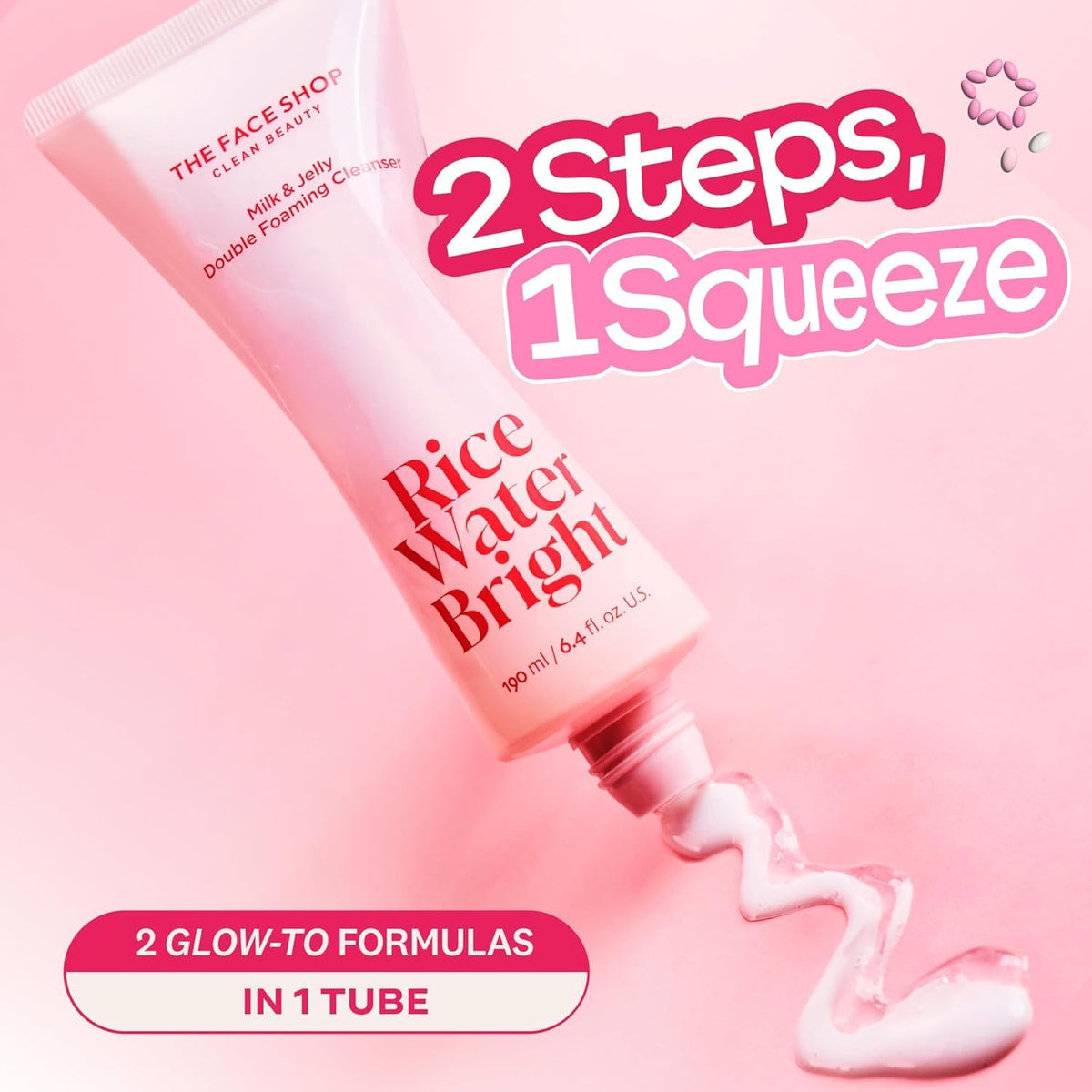 THE FACE SHOP Rice Water Bright limpiador facial con doble fórmula de leche y gel