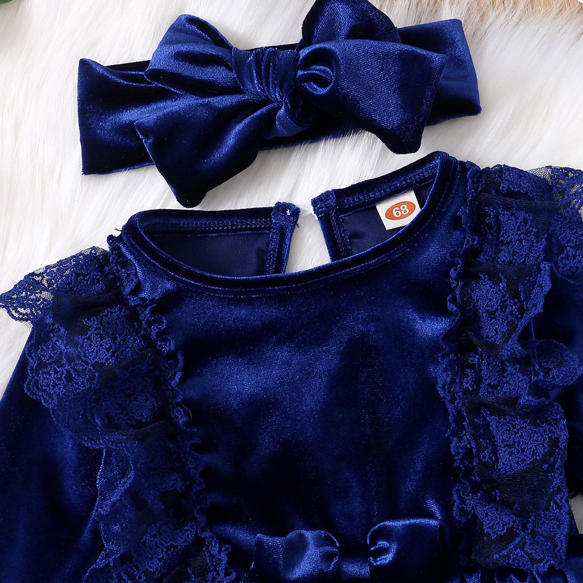 Vintage Princess Toddler Baby Girl Long Sleeve Velvet Ruffle Tutu Lace Dress