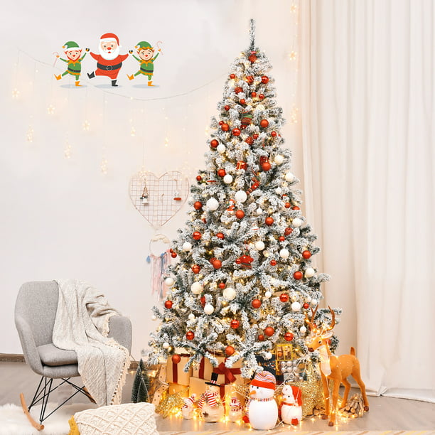 Árbol de Navidad Premium Snow 9" ft pies (2.74 metros) Preiluminado