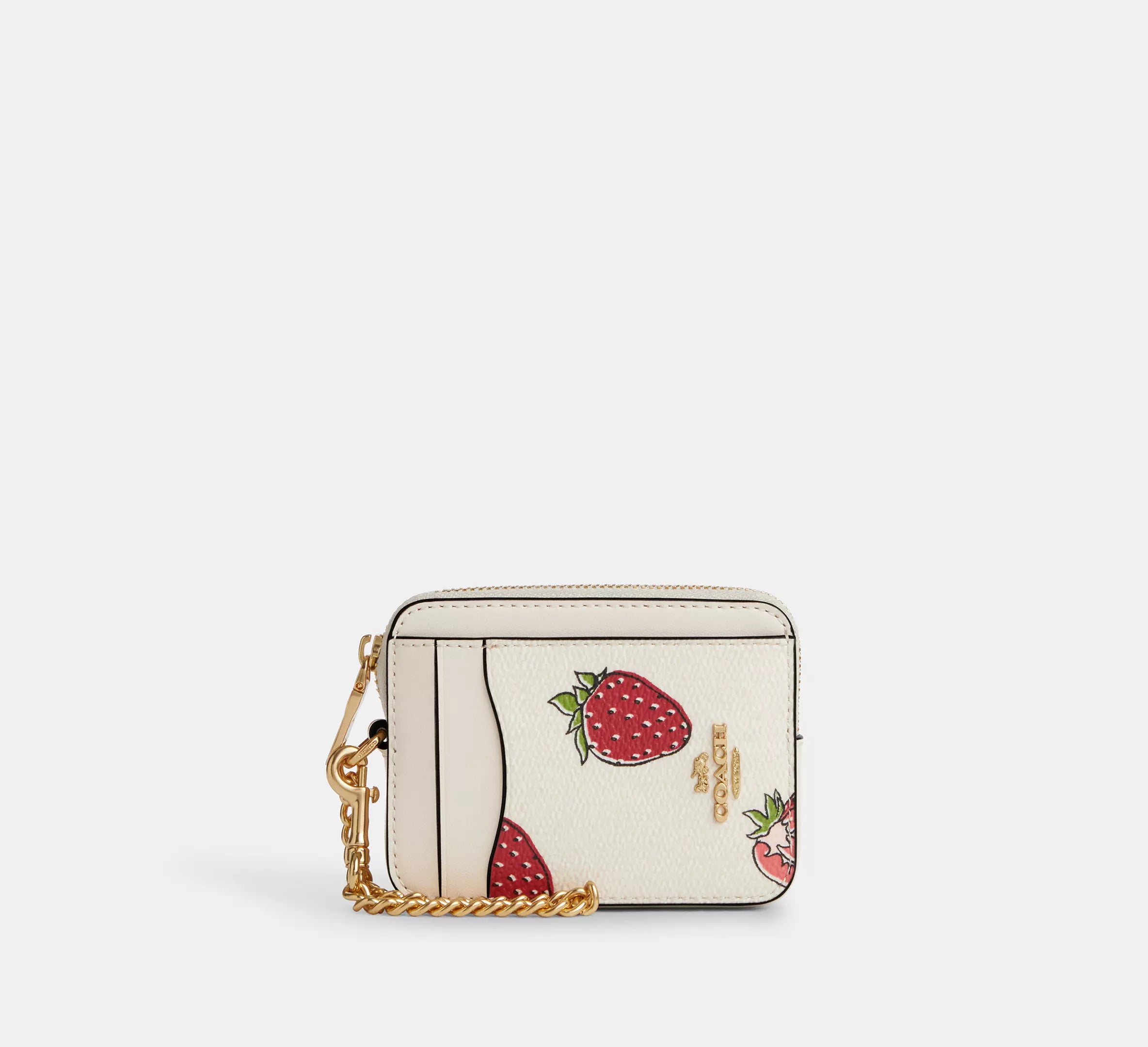 Zip Card Case With Strawberry Print