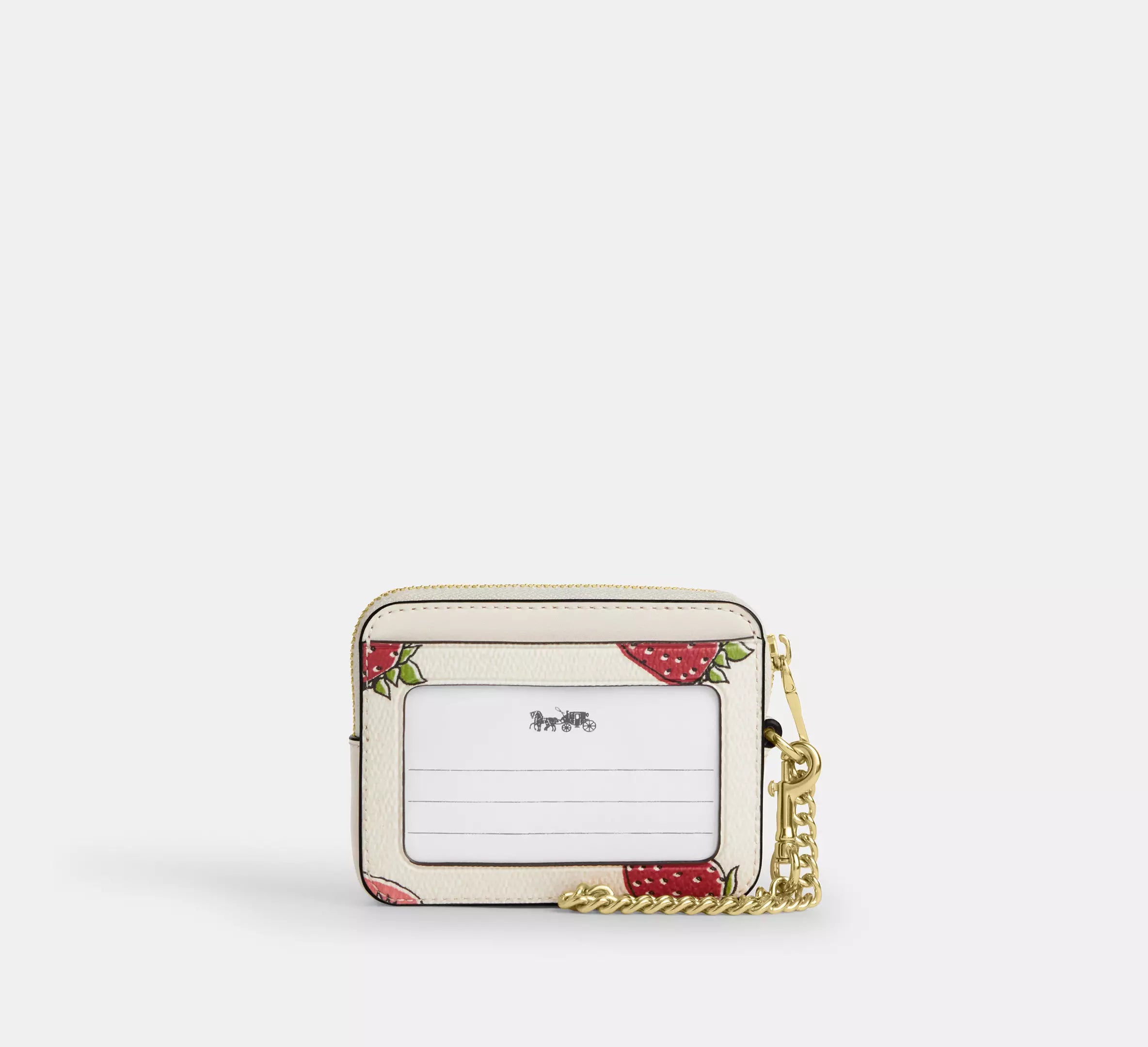 Zip Card Case With Strawberry Print