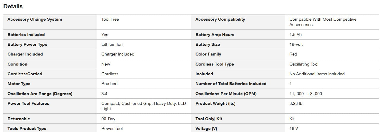 M18 18V Lithium-Ion Cordless Oscillating Multi-Tool Kit with one 1.5 Ah Battery & Charger