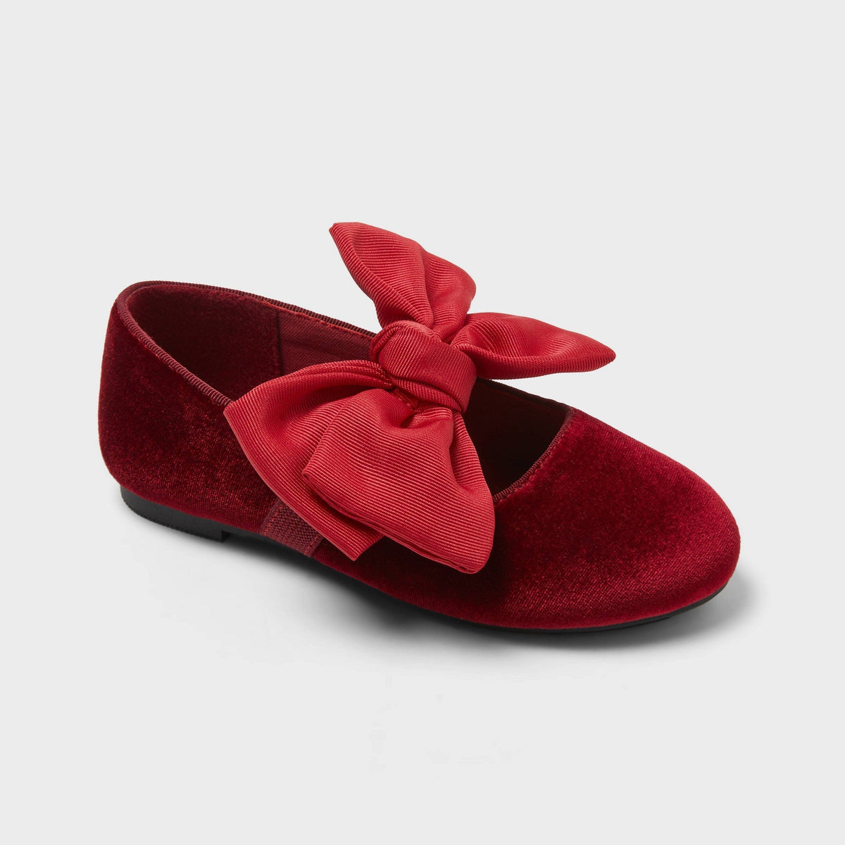 Cat & Jack Meena bailarinas infantiles de terciopelo Burgundy con detalle de moño #color_CJ Burgundy