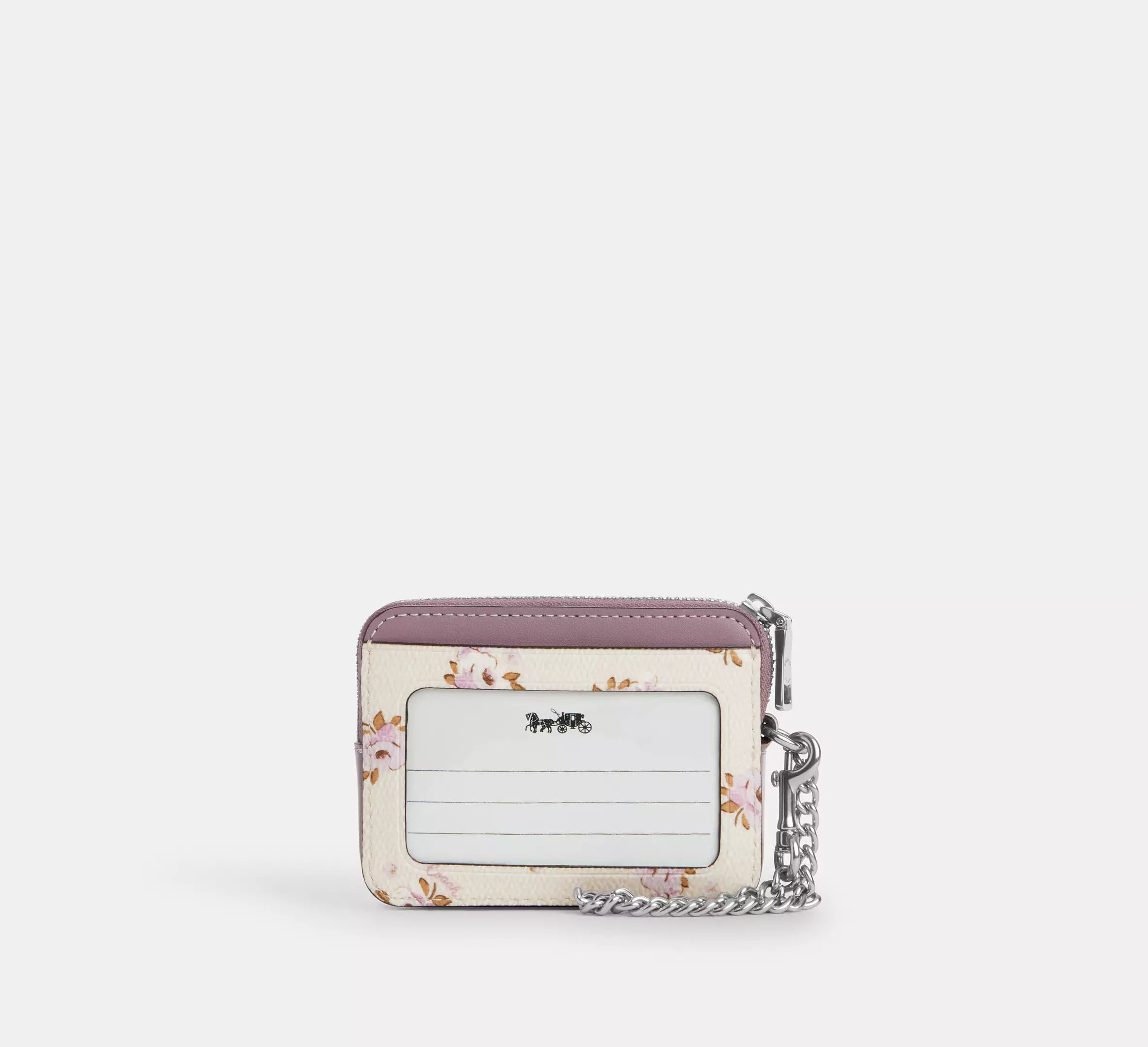 Zip Card Case With Floral Print - Coated Canvas