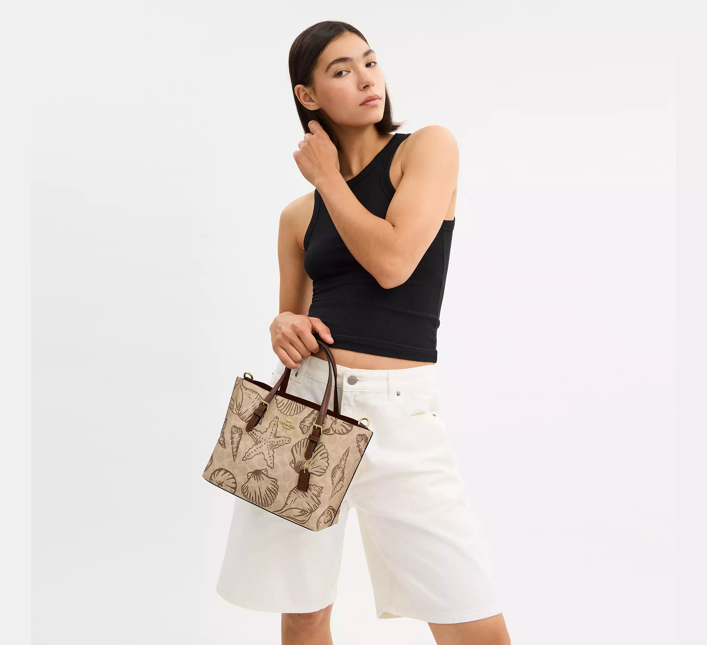 Mollie Tote Bag 25 In Signature Canvas With Shell Print