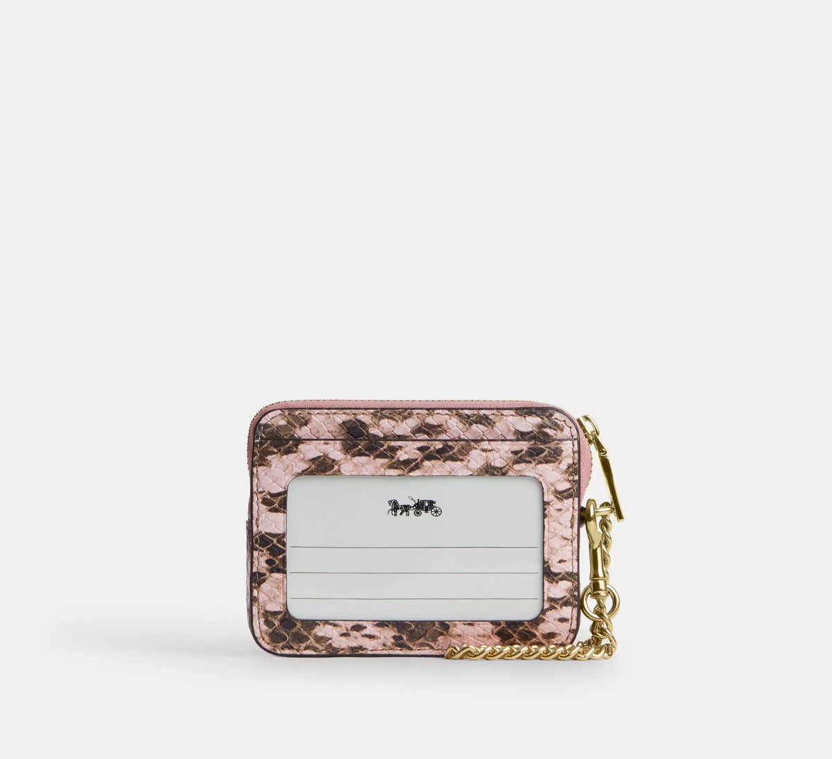 Snake-embossed Leather Zip Card Case