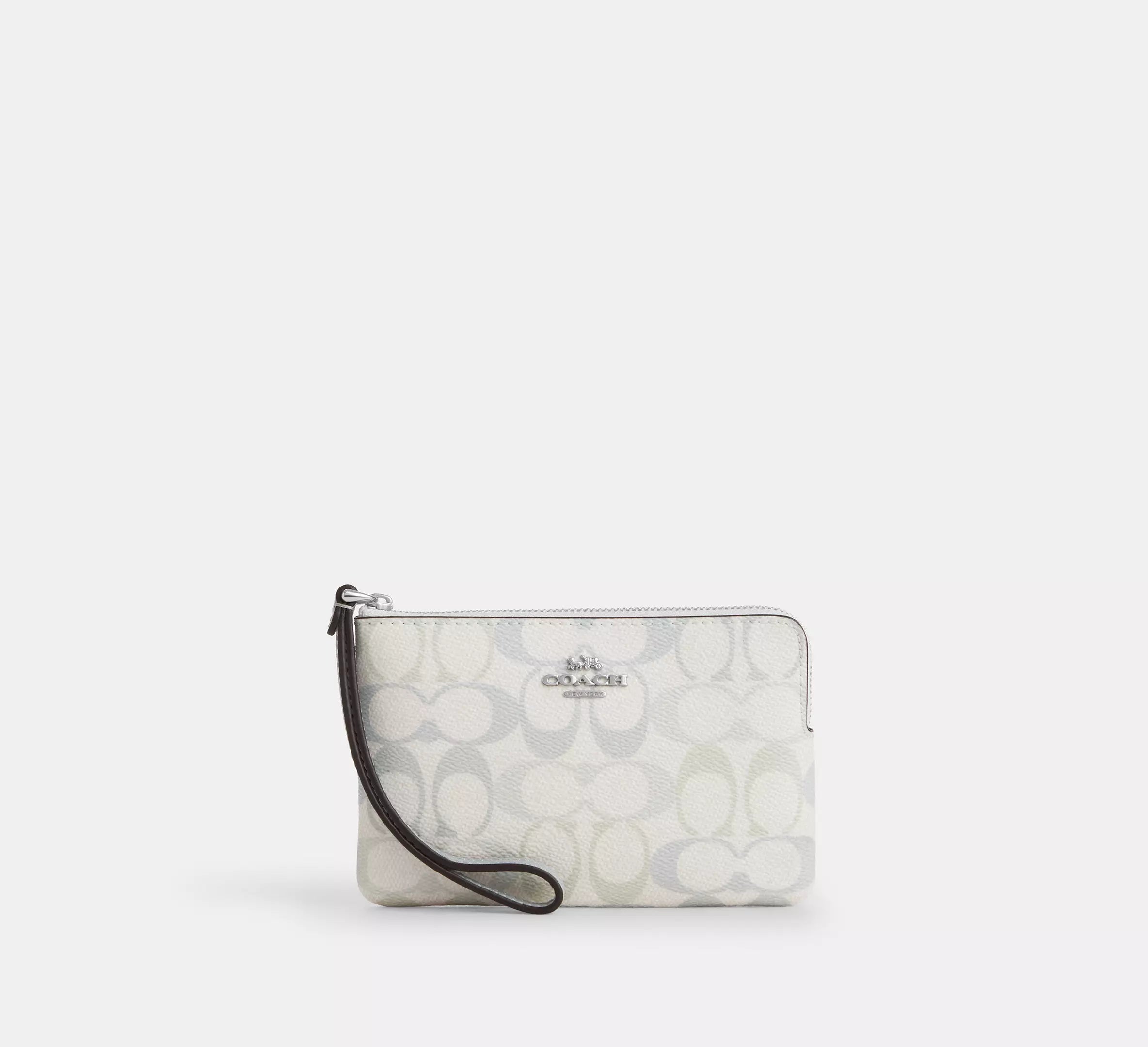 Corner Zip Wristlet In Pretty Signature Canvas