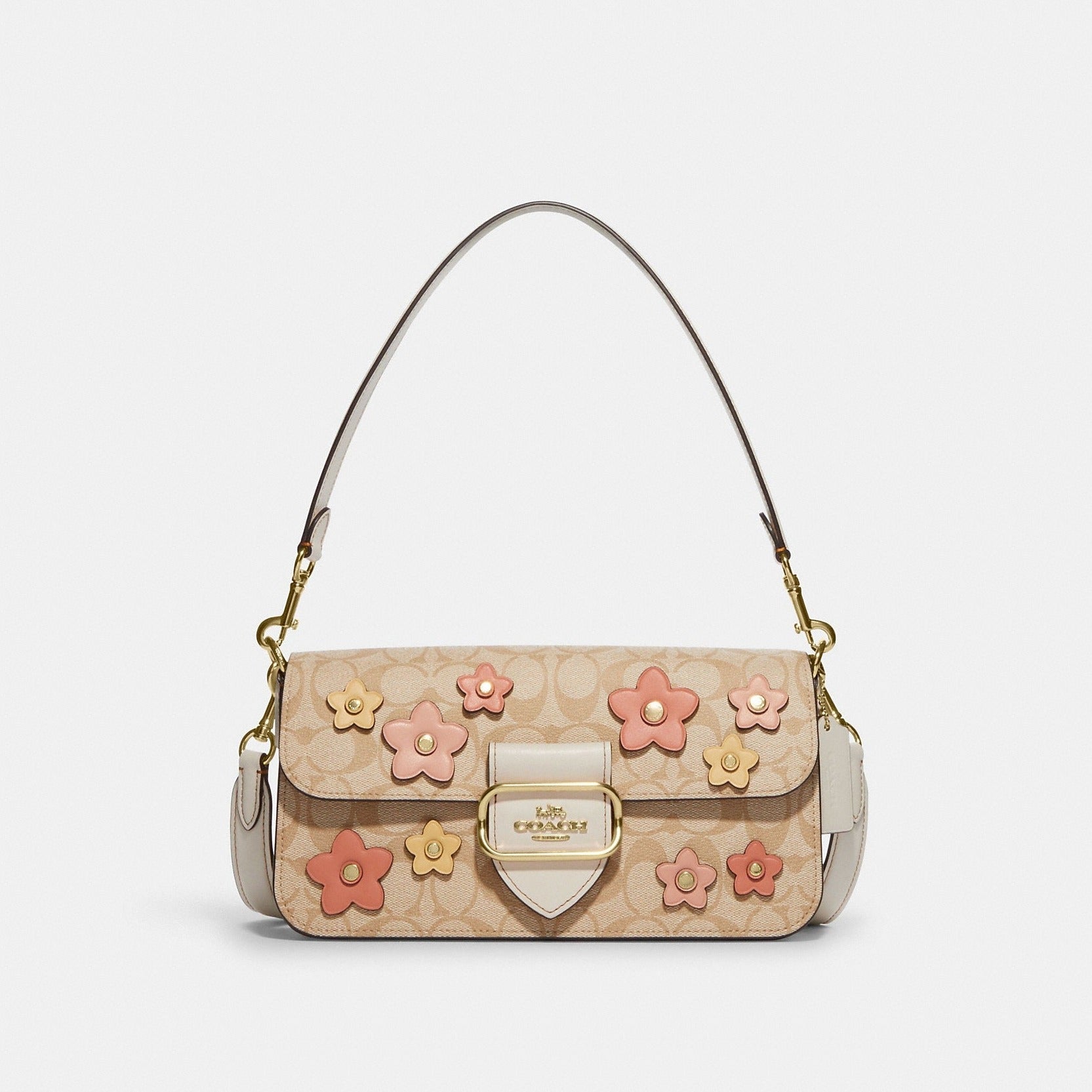 Morgan Shoulder Bag In Signature Canvas With Floral Applique