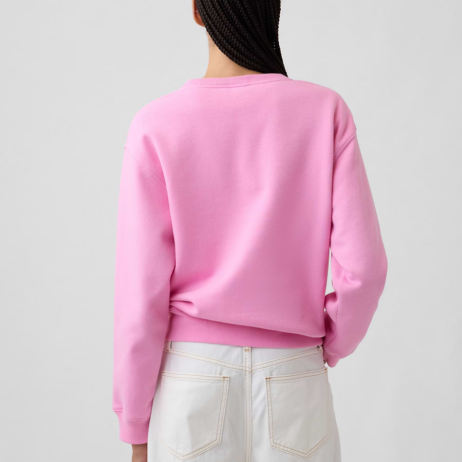 Vista posterior de la sudadera GAP Pink flamingo en modelo #color_GAP Pink flamingo