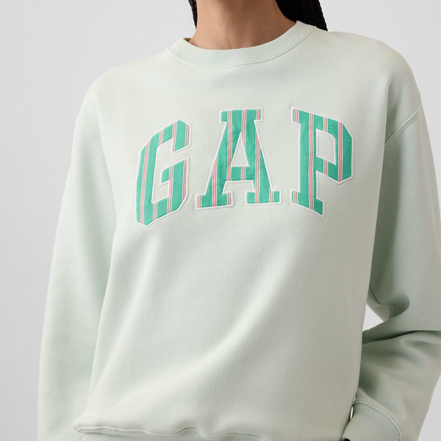 Detalle del logo y la tela de la sudadera GAP Chic mint green #color_GAP Chic mint green