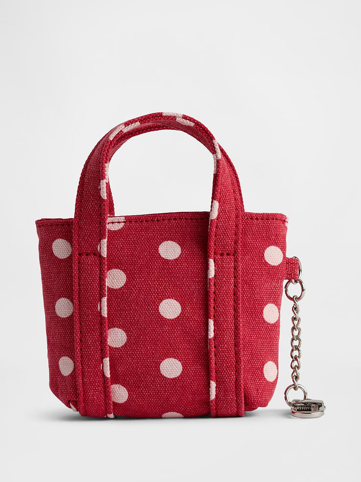 Gap Logo Tote Bag Charm Red Polka Dot detalle #color_GAP Red Polka Dot