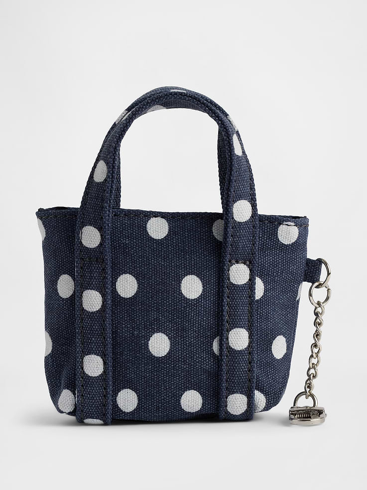 Gap Logo Tote Bag Charm Navy Polka Dot detalle #color_GAP Navy Polka Dot