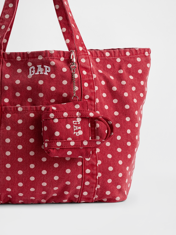 Gap Logo Tote Bag Charm Red Polka Dot vista adicional #color_GAP Red Polka Dot