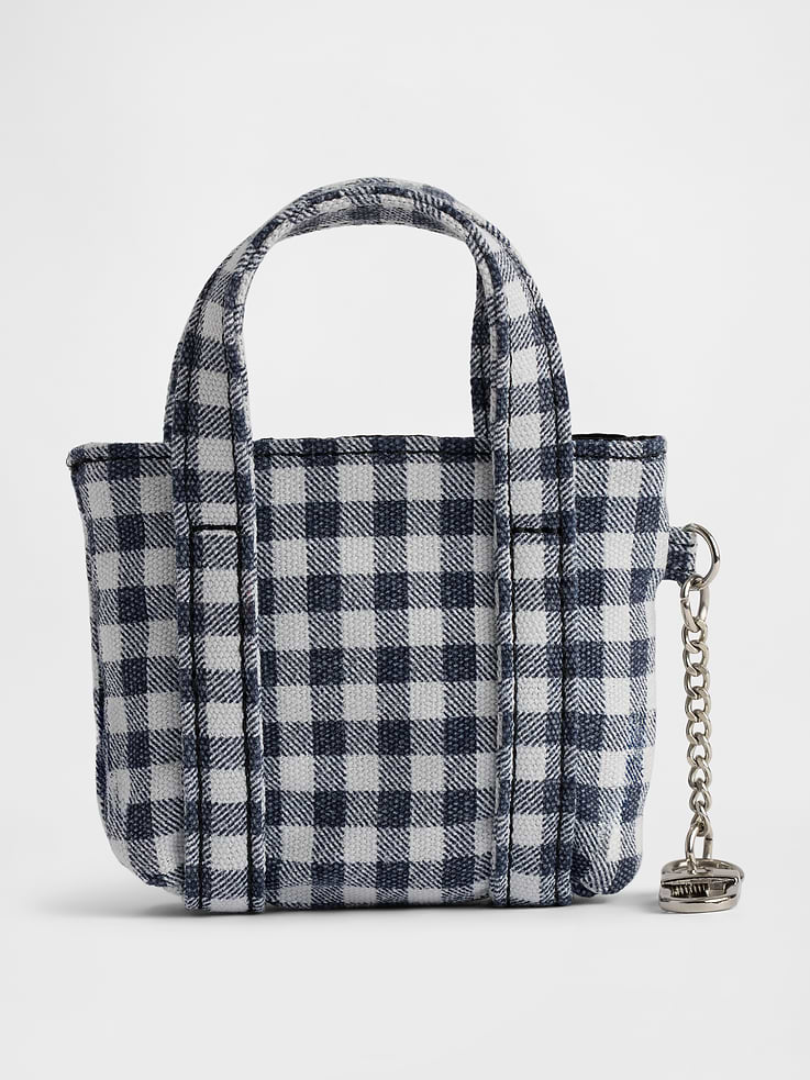 Gap Logo Tote Bag Charm Black Gingham detalle #color_GAP Black Gingham