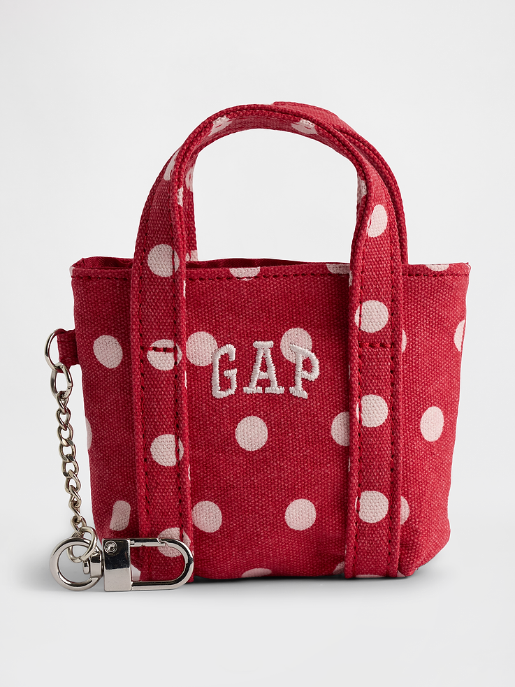 Gap Logo Tote Bag Charm Red Polka Dot vista principal #color_GAP Red Polka Dot