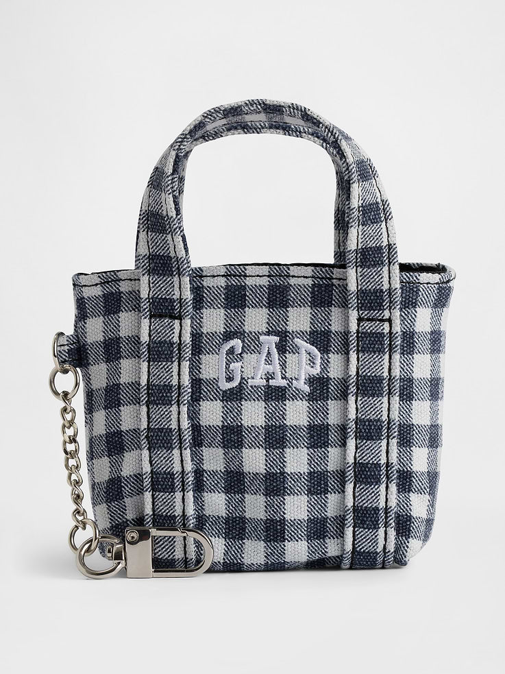Gap Logo Tote Bag Charm Black Gingham vista principal #color_GAP Black Gingham