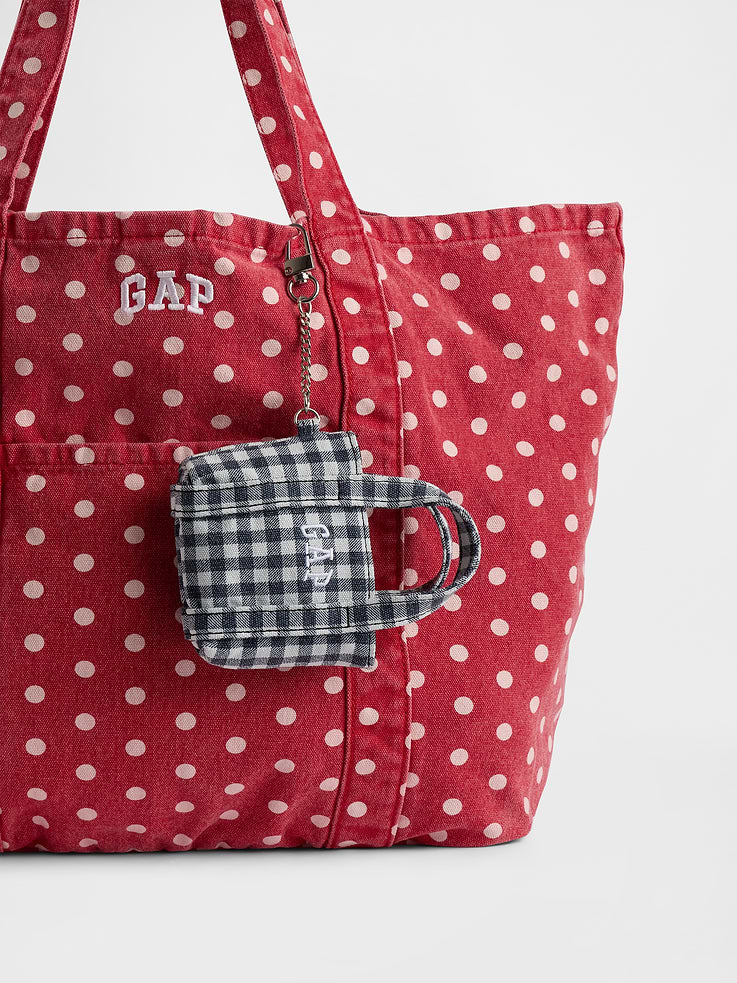 Gap Logo Tote Bag Charm Black Gingham vista adicional #color_GAP Black Gingham