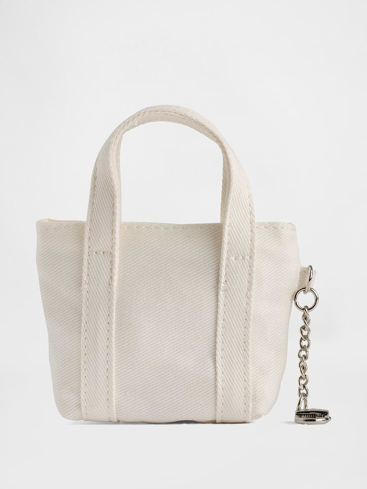 Gap Logo Tote Bag Charm White Denim detalle #color_GAP White Denim