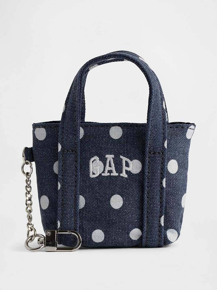 Gap Logo Tote Bag Charm Navy Polka Dot vista principal #color_GAP Navy Polka Dot