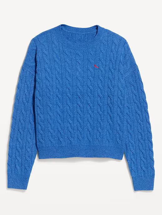 Old Navy x The Devil Wears Prada suéter azul cerúleo cable knit para mujer
